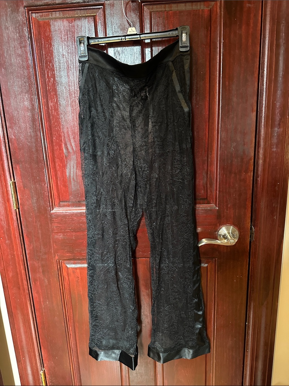 Black Lace Wide-Leg Women's Pants